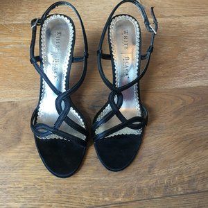 WHBM Black Strappy Sandal Heels